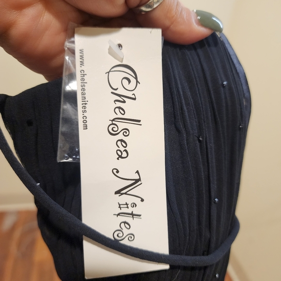 CHELSEA NITES Black 100% Silk Floor Length Strappy Evenings Formal Dress 16 NWT - Picture 4 of 12